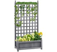 Outsunny Garden Planters with Trellis, 64 x 28 x 120 cm, Grey