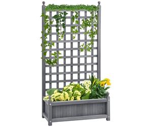 Outsunny Garden Planters with Trellis for Climbing Vines, Wooden Raised Beds for Garden, Free Standing Flower Pot, Indoor Outdoor Display Rack, 64 x 28 x 120 cm, Grey