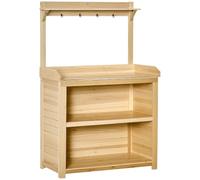 Outsunny Potting Bench Table Workstation W/ Galvanized Tabletop, Storage Shelf In Natural Natural