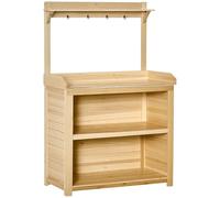 Garden Potting Bench Table Workstation w/ Galvanized Tabletop, Storage Shelves