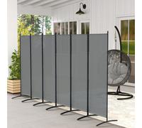 Outsunny Garden Privacy Screen Foldable 6 Panel Room Divider, Dark Grey