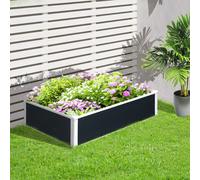Outsunny Garden Raised Bed Planter Grow Containers Flower Pot PP 60 x 60cm - Grey - PP - 120cm x 90cm x 30cm