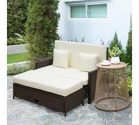 Outsunny Rattan Sun Lounger 2 Seater Day Bed-Brown | TJ Hughes Brown