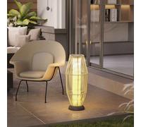 Outsunny Garden Rattan Lamp, 72 cm Tall Solar Rattan Floor Lamp, Solar Garden Light with Auto On/Off LED, IP44 for Outdoor, Porch, Pathway, Terrace, Grey Grey