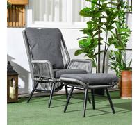 Outsunny Garden Rattan Leisure Chair Set with Adjustable Backrest, Grey