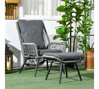 Outsunny Garden Rattan Leisure Chair Set with Adjustable Backrest, Grey - Light Grey - Steel, PE Rattan