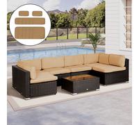 Outsunny Replacement Cushion Covers for Garden Sofa Set, Garden Rattan Sofa Cushion Polyester Cover Replacement Outdoor - No Cushion Included, Beige Beige