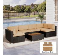 Outsunny Garden Rattan Sofa Set Polyester Cover Replacement No Cushion - Beige | TJ Hughes