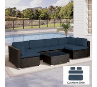 Outsunny Garden Rattan Sofa Cushion Polyester Cover Replacement Outdoor- No Cushion Included Blue