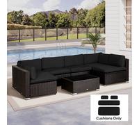 Outsunny Replacement Cushion Covers for Garden Sofa Set, Garden Rattan Sofa Cushion Polyester Cover Replacement Outdoor - No Cushion Included, Black