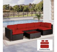 Outsunny Garden Rattan Sofa Set Polyester Cover Replacement No Cushion In Red Red