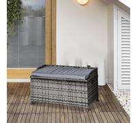 OUTSUNNY Garden Rattan Storage Box Bench Seat 2 Seater Waterproof Patio Organiser Wicker in Grey Outsunny Grey