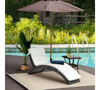 Outsunny Rattan Sun Lounger - Cream