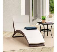 OUTSUNNY Garden Rattan Sun Lounger Foldable Patio Chaise Chair in Brown Outsunny Brown