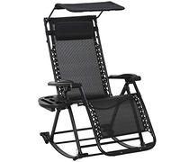 Outsunny Garden Rocking Chair Folding Recliner - Black, Black