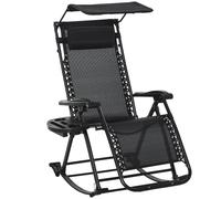 Outsunny Folding Recliner Chair Outdoor Lounge Rocker Zero-Gravity Seat, Black