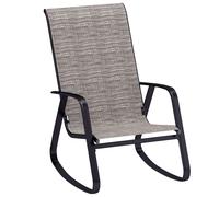 Outsunny Garden Rocking Chair with Armrests, High Back, Grey - Brown - Steel, Texteline - 1