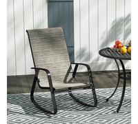 Outsunny Garden Rocking Chair with Armrests, High Back, Grey - Brown - Steel, Texteline - 1