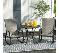 OUTSUNNY 2PCS Garden Rocking Chairs with Armrests, High Back, Light Brown | Size: 2 Pack Outsunny Light Brown 2 Pack