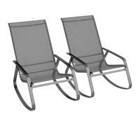 Outsunny Garden Rocking Chairs Set of 2, Ergonomic Outdoor Rocking Chairs with Armrests, High Backrest, Steel Frame Relaxing Rocker Armchair Seats for Patio, Balcony, Porch, Grey