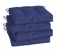 Outsunny Garden Seat Cushion with Ties, 42 x 42cm Replacement Dining Chair Seat Pad, Dark Blue