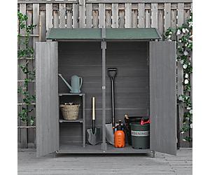 OutSunny Garden Shed 0.75 x 1.6 m Fir Wood Grey