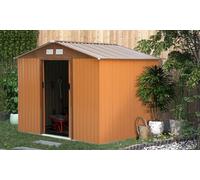 Outsunny 9 x 6FT Galvanised Garden Storage Shed w/Sliding Door, Light Brown