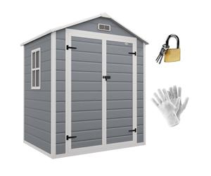 Outsunny Garden Shed 6'x4.5' Tool Storage House w/ Lockable Double Doors | TJ Hughes Grey