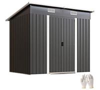 OutSunny Garden Shed Galvanised Steel Black 130 x 203 x 182 cm