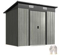 OutSunny Garden Shed Galvanised Steel Light Grey 130 x 203 x 182 cm
