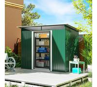 Outsunny 8.5 x 4ft Metal Shed with Lightsky Panels, Garden Storage Tool House with Double Doors for Garden, Patio and Lawn, Green Green