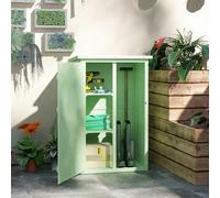 Outsunny Wooden Small Shed, Garden Storage Shed with Shelves and Bolt Latch, 75L x 56W x115H cm, Green Green