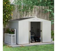 OUTSUNNY Garden Shed Storage Large Yard Store Sliding Door Metal Roof Tool Box in Silver Outsunny Silver