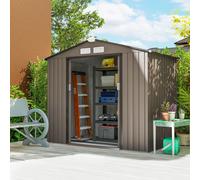 OUTSUNNY Garden Shed Storage Unit w/Locking Door Floor Foundation Vent in Brown Outsunny Brown