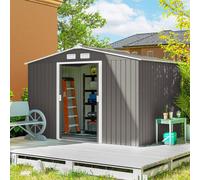 OUTSUNNY Garden Shed Storage Unit w/ Locking Door Floor Foundation Vent in Grey Outsunny Grey