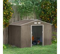 OUTSUNNY Garden Shed Storage Unit w/ Locking Door Floor Foundation Vent in Light Brown Outsunny Light Brown