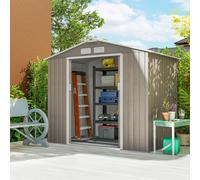 OUTSUNNY Garden Shed Storage Unit w/Locking Door Floor Foundation Vent in Light Brown Outsunny Light Brown