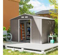 OUTSUNNY Garden Shed Storage Unit w/ Locking Door Floor Foundation Vent in Light Brown Outsunny Light Brown