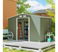 OUTSUNNY Garden Shed Storage Unit w/ Locking Door Floor Foundation Vent in Light Green Outsunny Light Green