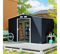 OUTSUNNY Garden Shed Storage Unit w/ Locking Door Floor Foundation Vent in Light Grey Outsunny Light Grey