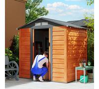 Outsunny 6.5X5.2Ft Garden Shed Wood Effect Tool Storage Sliding Door Wood Grain