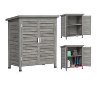 Outsunny Garden Shed Wooden 2 Door Unit 87L x 46.5W x 96.5Hcm, Grey | Garden Storage Shed, Solid Fir Wood, Garage Tool Organisation Cabinet