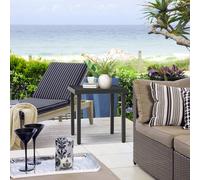 OUTSUNNY Garden Side Table Coffee Table with Umbrella Hole for Patio Balcony in Black Outsunny Black