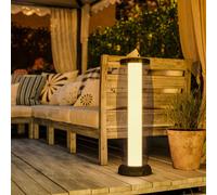 Outsunny 71.5 cm Garden Solar Lamp, Metal Floor Lamp with Auto On/Off LED, Black