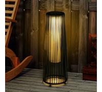 Outsunny Garden Rattan Lamp, 61 cm Tall Solar Rattan Floor Lamp, Solar Garden Light with Auto On/Off LED Light, IP44 Waterproof for Outdoor, Porch, Pathway, Terrace, Black Black