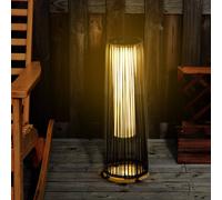 Outsunny Garden Rattan Lamp, 61 cm Tall Solar Rattan Floor Lamp, Solar Garden Light with Auto On/Off LED Light, IP44 Waterproof for Outdoor, Porch, Pathway, Terrace, Brown Brown
