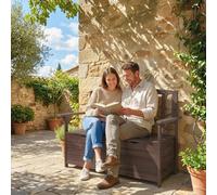 Outsunny Garden Storage Bench, 2 Seater Fir Wood Outdoor Bench, Brown