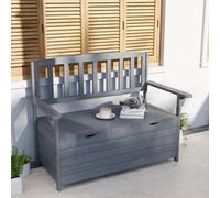 Outsunny Garden Storage Bench, 2 Seater Fir Wood Outdoor Bench, Dark Grey, Grey