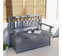 OUTSUNNY Garden Storage Bench, 2 Seater Fir Wood Outdoor Bench in Dark Grey Outsunny Dark Grey