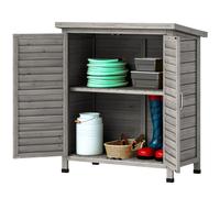 Outsunny Garden Storage Shed Solid Fir Wood Garage Organisation W/ Doors In Grey Grey